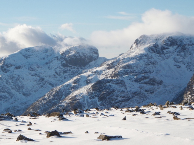 Scafell (left) and Scafell Pike in the Lake District